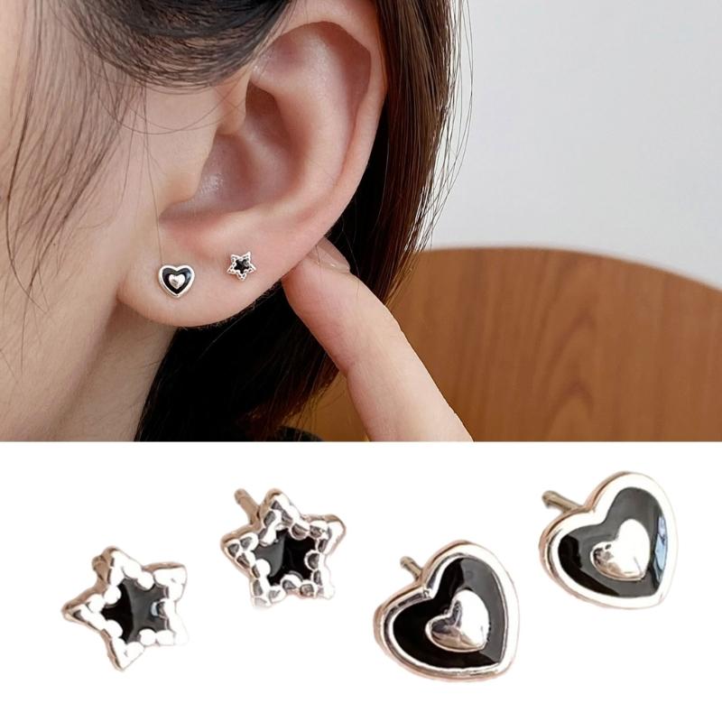 Fashion Heart/Star Studs Earrings Fashion Ears Pin Ear Studs Statement Earring Creative Ears Jewelry for Woman Girl