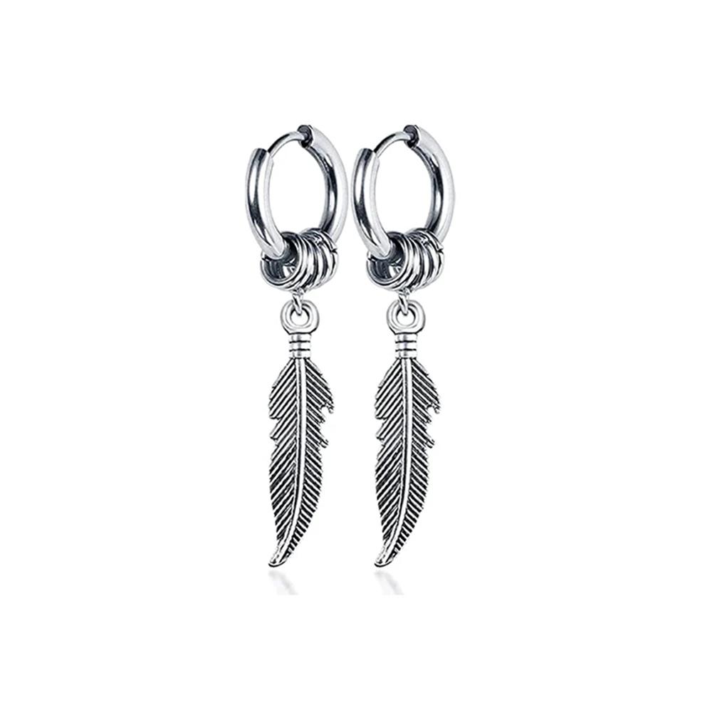 1 Pair of Fashionable Leaf Stainless Steel WOMEN S Earrings, Punk MEN S Earrings