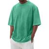 T-shirt Homme Manches Courtes Col Rond Coton Coupe Ample Vintage Lavé Classique Style Décontracté Haut