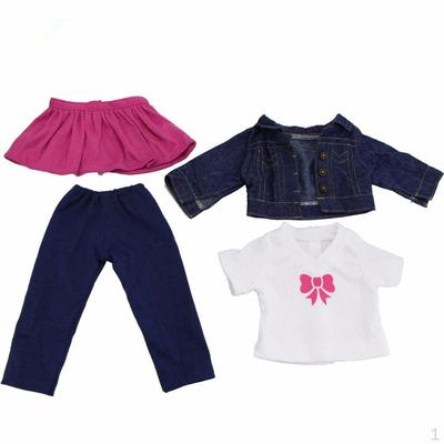 4 STÜCKE Kleidung für 18'' Puppe Weißes Hemd Tops Jeans Jacke Outfit Hose Hose Kleid Rock Kleidung
