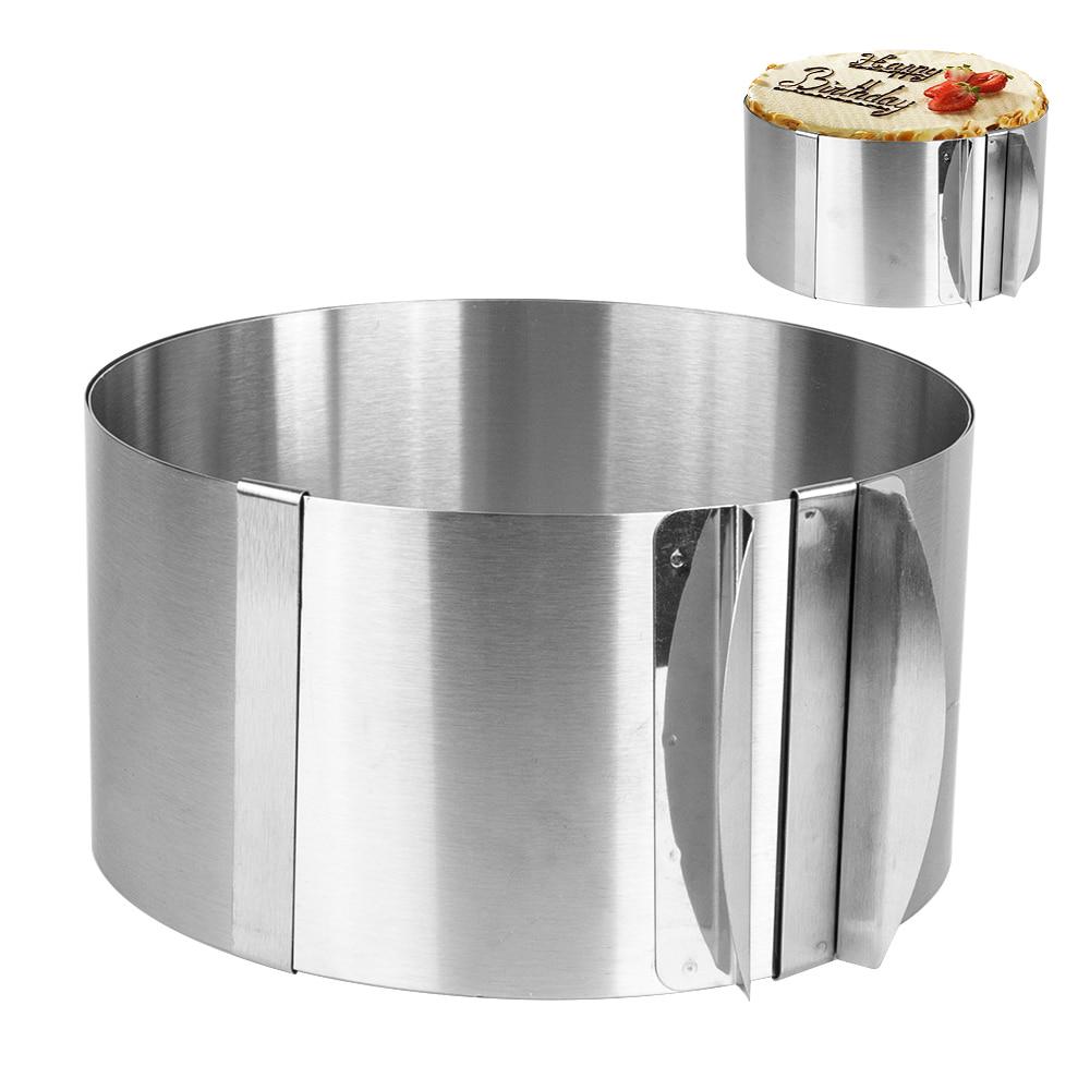 Justerbar Mousse Ring 3D Runde Kakeformer Rustfritt stål Bakeformer Kjøkken Dessertverktøy