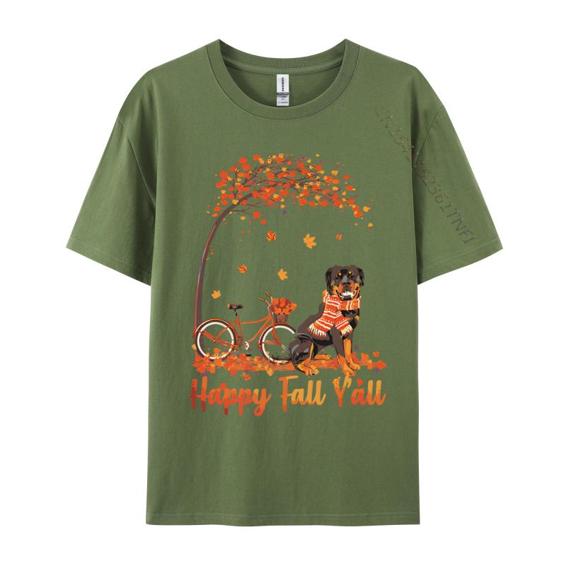 Rottweiler Dog Autumn Fall Pumpkin T-shirts Printed Regular T-shirt New Design Tee Tops Plain T Shirts Wholesale