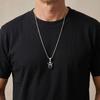 Xiaomi Vnox Angel Pendant Necklace for Men, Stainless Steel Tiger Eye Black Stone Box Chain, Party Birthday Graduation Jewelry Gift