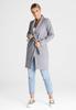 Elegant Women's Coat with Belt Grey M990 Size L