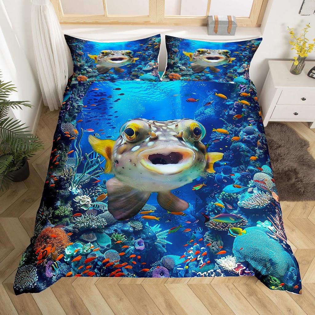Clownfish Duvet Cover Sets For Kids Queen Size Lightweight Down Quilt Covers Bedroom Decor 2 Pillowcases 1 Duvet Cover No Quilt
