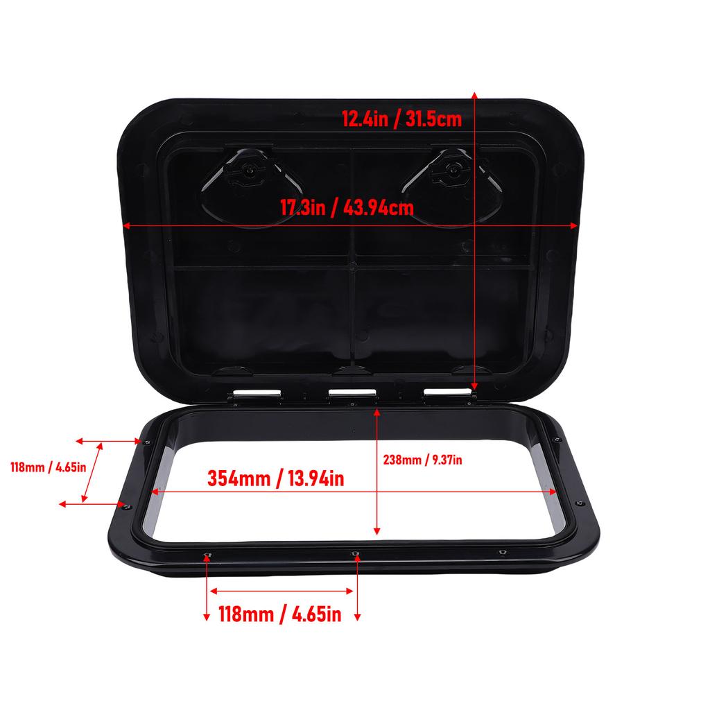 Marine Deck Access Hatch 17.3x12.4in 180° Openning Heavy Duty Non Slip Rectangular Boat Deck Hatch Lid Marine Deck Access Hatch