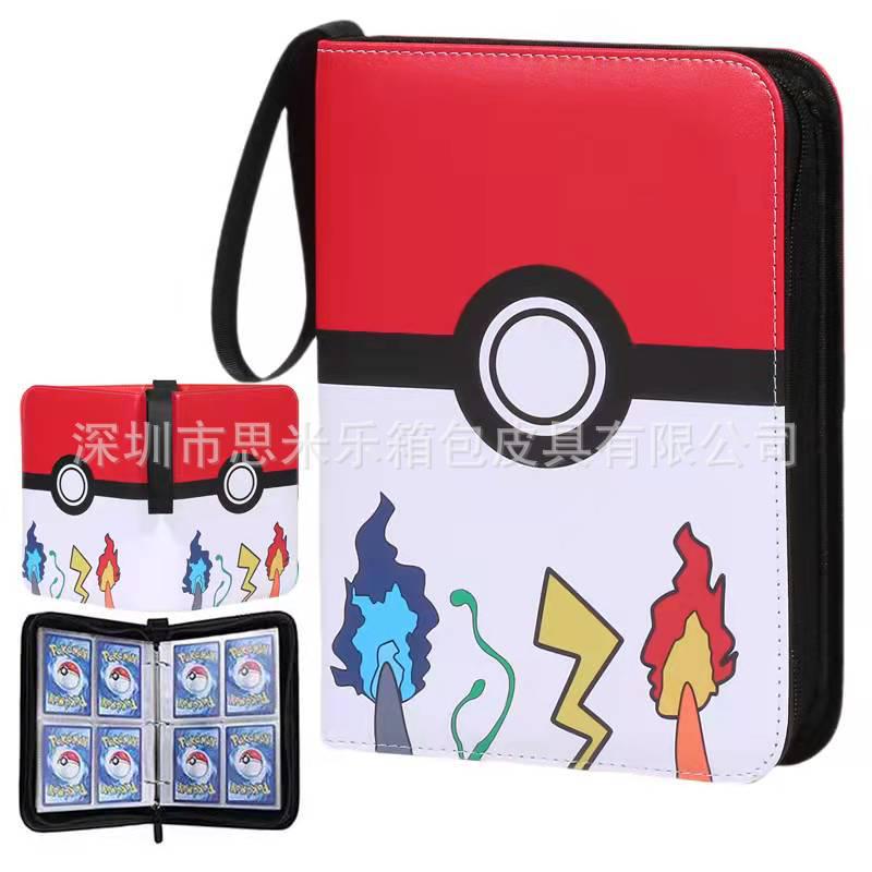 Pokémon Cartoon PU Game Card Collection Book with 4-Grid and 9-Grid Layouts