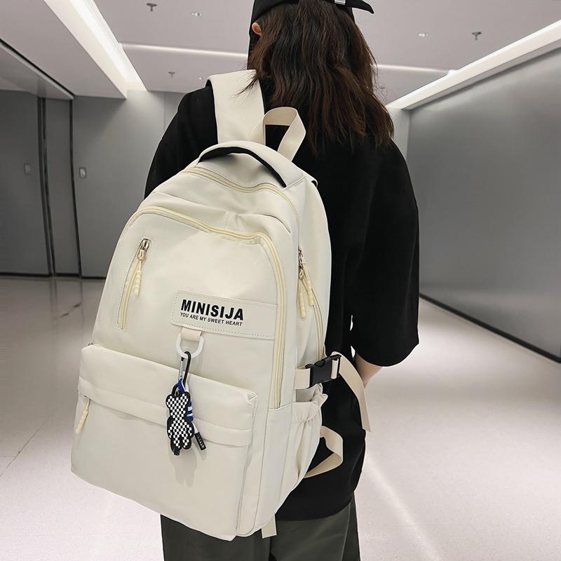 

Простой школьный рюкзак для мальчиков, студентов колледжа, старшеклассников, вместительный для девочек, рюкзак, в стиле колледжа, парный рюкзак. белый
