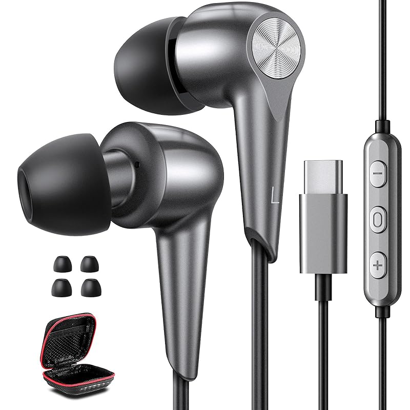 

type c earphones wired with microphone Canal type clear calls Volume control Compatible iPhone 16/iPhone 15/Pro/Pro Max/iPad Pro/xiaomi Redmi/Google