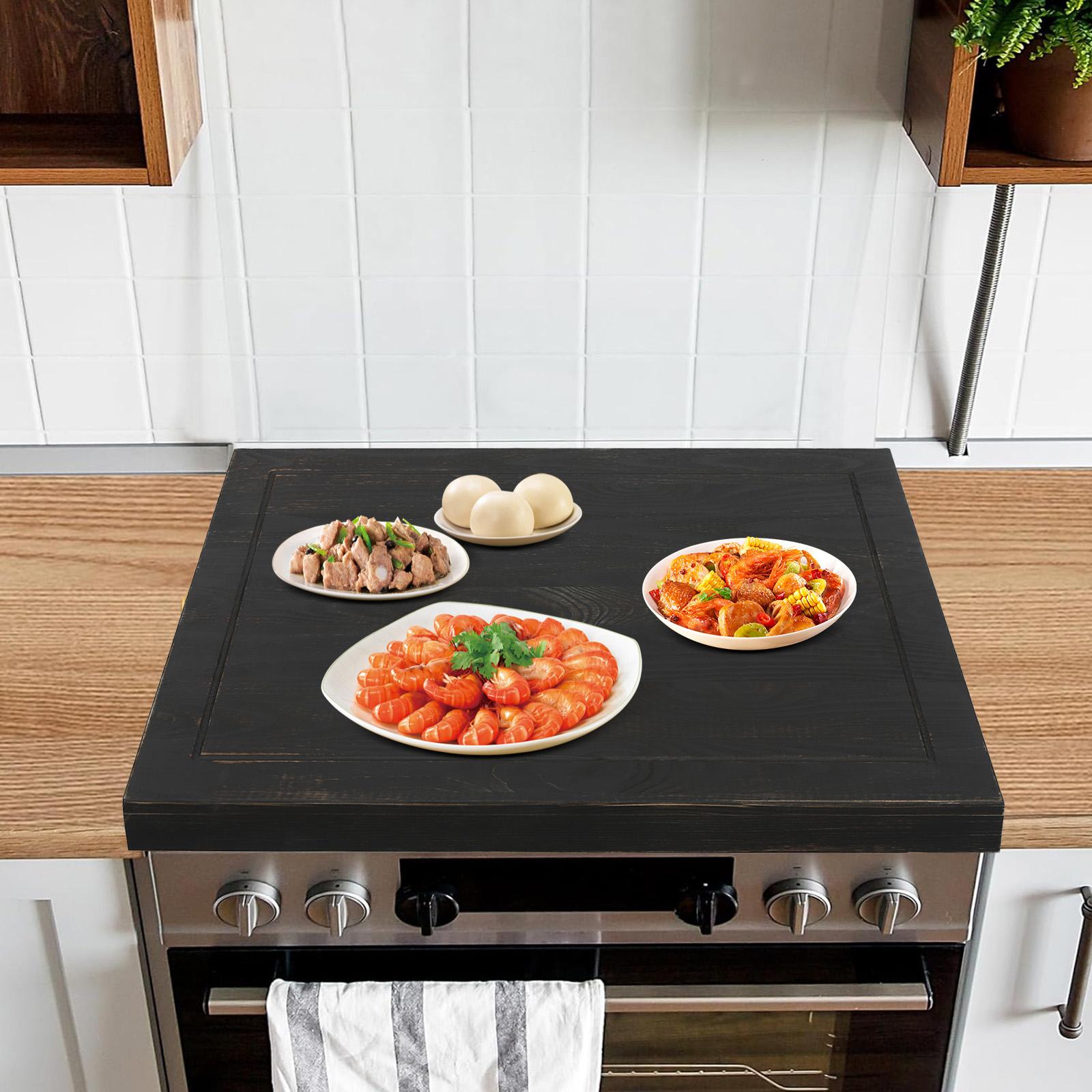 

Large Noodle Board Stovetop Cover, Farmhouse Kitchen Decor, Rustic Pine Wood Stove Cover, Black Retro Rectangular Serving Tray чёрный