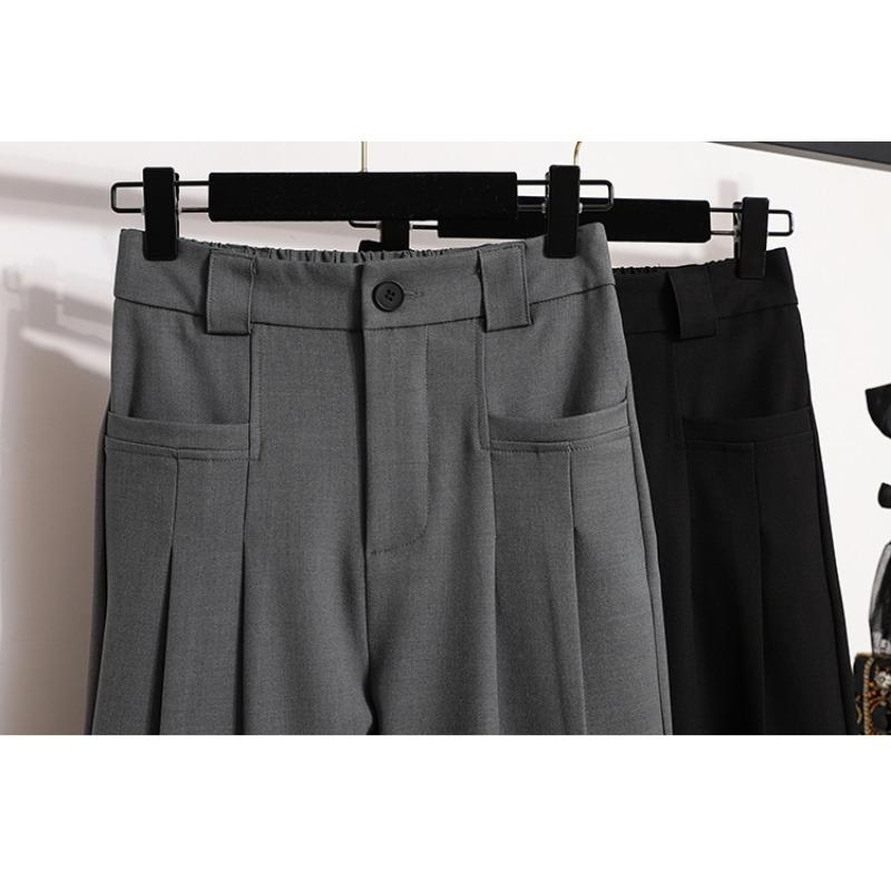 DIMANAF 2024 Donna Nuovo Autunno Taglie Forti Pantaloni a Gamba Larga Vita Alta Ampi Pantaloni Lunghi Tinta Unita Casual Pantaloni Harem 5XL