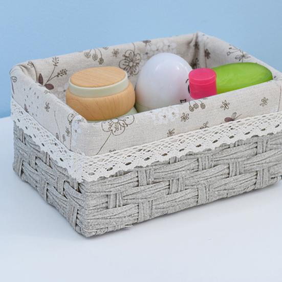 Aufbewahrungskorb mit Blumenmuster, verschleißfester Stoff, multifunktionaler handgefertigter Rattan-Aufbewahrungsbehälter für Kleinigkeiten für zu Hause