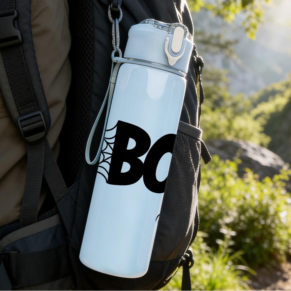 1PC Boo Spider Halloween Art 750ml Color Plastic Sports Water Bottle Leakproof Flip Straw Lid Suitable for Sports Office Home Use
