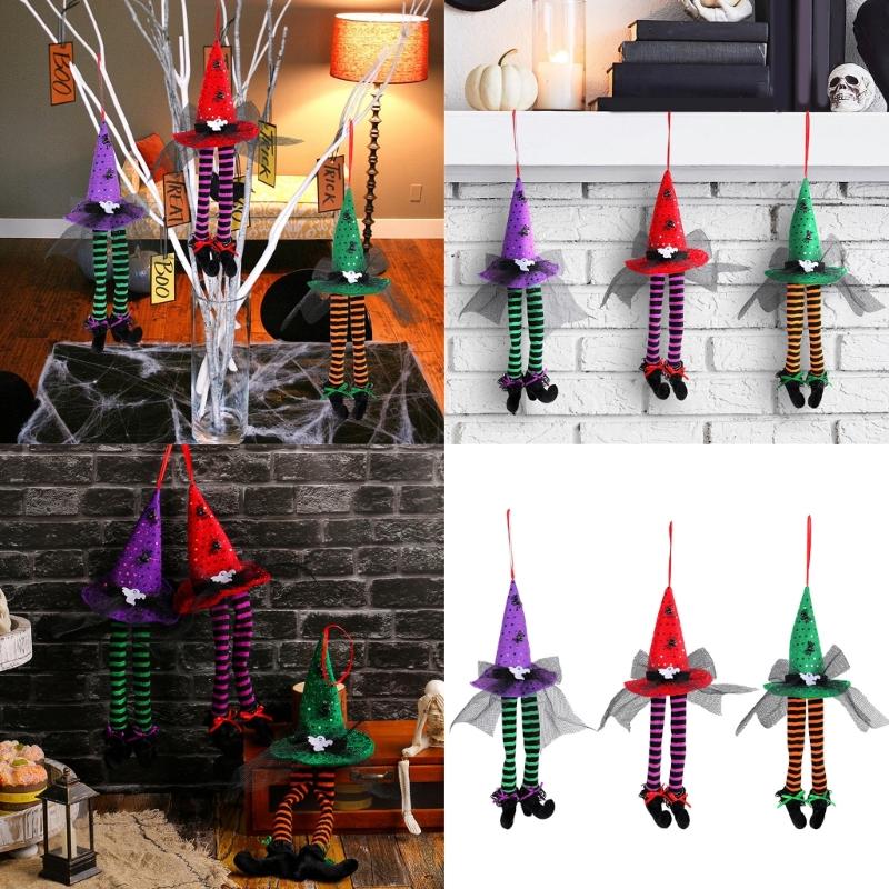 Set Of 5 Colorful Witch Hat Party Decorations Halloween Hanging Pendants Easy to Install Window Ornament for Home