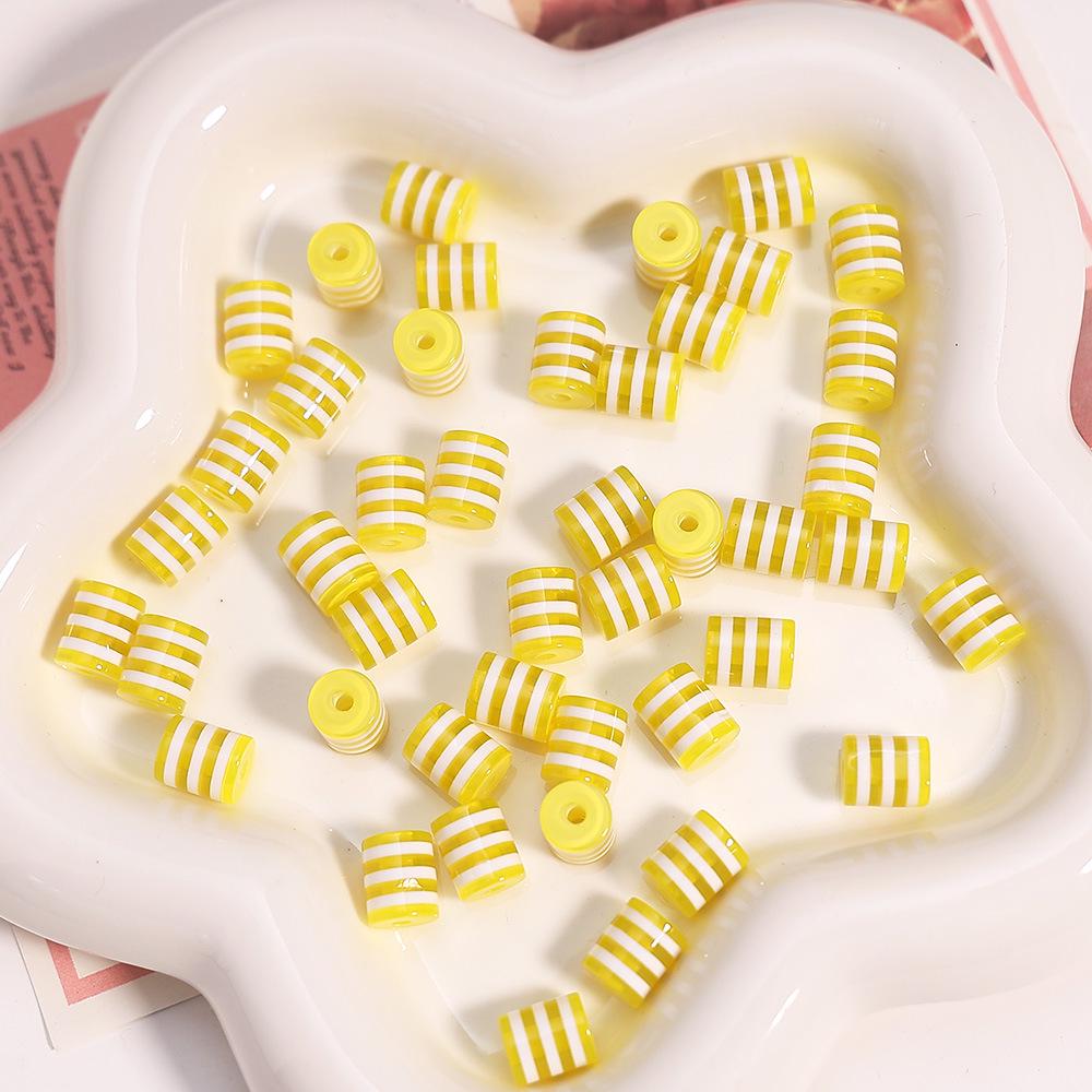 Rainbow Resin Striped Beads for DIY Bracelets & Phone Chains