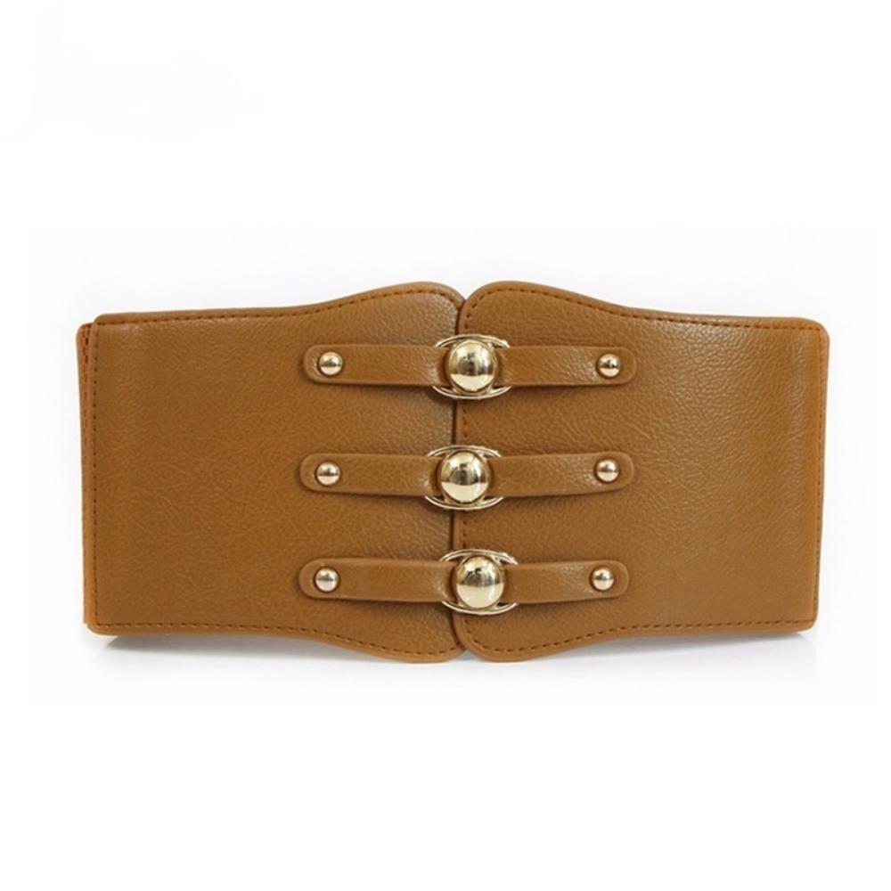 Fashion Wide Belt New Metal Buckle Elastic Waistband Leather Rivet Ultra Wide Belt Chain Belt Corset Belt for Women