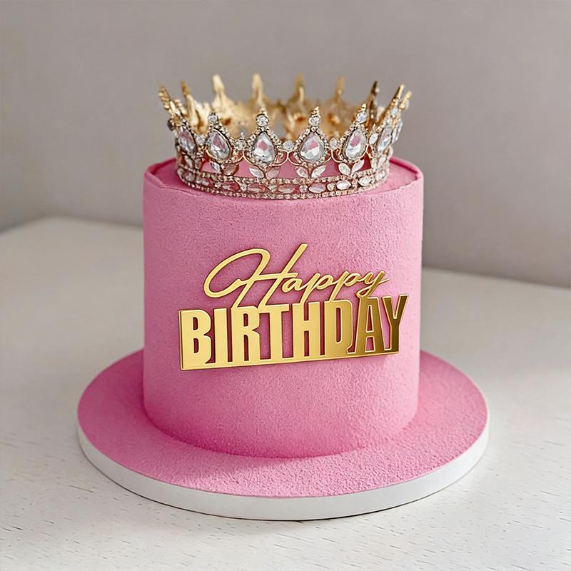 5/10pcs Gold Acrylic Happy Birthday Cake Toppers Side Cake Decoration for Kids Adults Birthday Cake Dessert DIY Decor Supplies