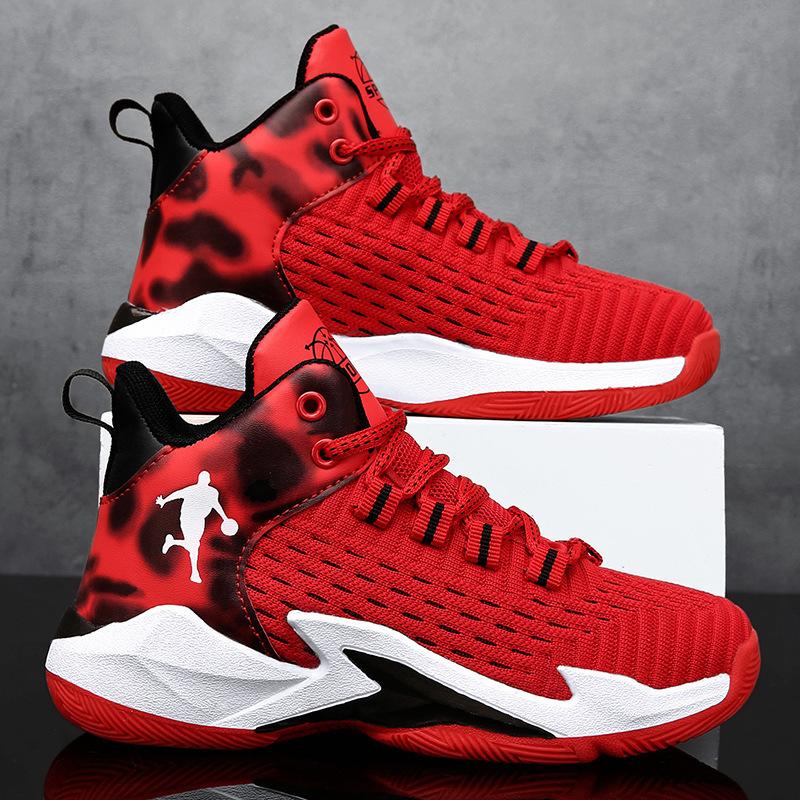 Spring and autumn new boys' shoes breathable mesh basketball shoes children's double mesh sports shoes medium and older children's running shoes