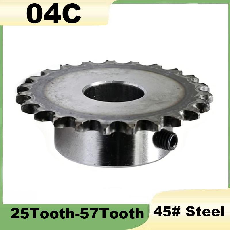 1 Adet 04C Zincir Dişlisi 25/26/27/28/30/32-57 Dişli 45# Çelik Endüstriyel Dişli Tekerlek Motor Zincirli Tahrik Dişlisi Diş Aralığı 6.35mm