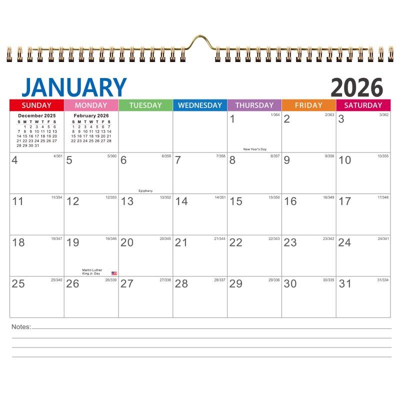 2026  Wall Calendar Full Year Large Size Paper Kawaii Sticker Yearly Weekly Annual Planner Target List Home Office Supplies