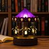 Retro Resin Table Lamp Halloween Ghost Carousel Lights Gothic Stained Glass Night Light with Copper Unique Housewarming Gift Base USB Rechargeable