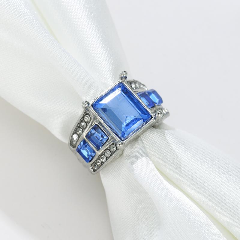 

Fashionable Sparkling Square Blue Color Set Zircon Women s Ring, Bridal Wedding Zircon, Banquet Party Accessories Gifts 7