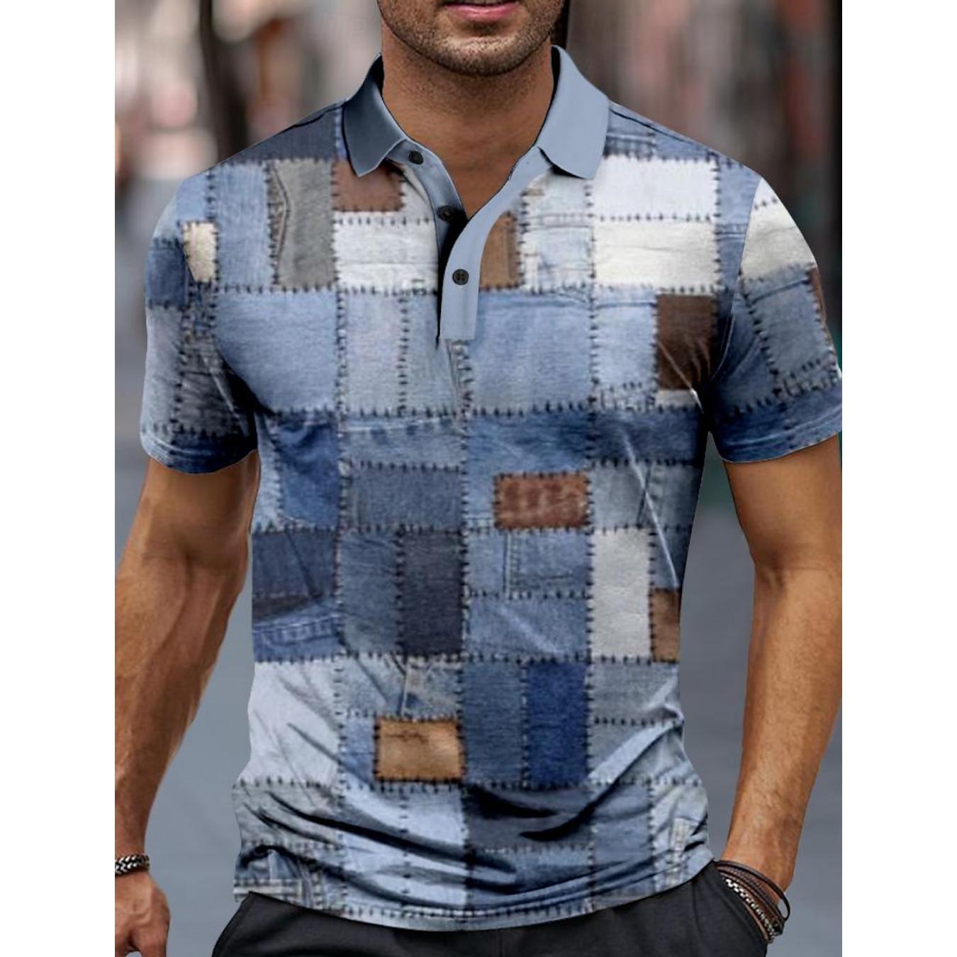 Plaid Men s Sportswear 3D Printed Men s Polo Shirt Summer New Casual Formal Streetwear Short Sleeve  Lapel Polo Shirt S