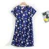 Plus Size Summer Women Nightdress Short Sleeve Cute Cartoon Sleepwear Sweet O Neck Nightgowns Pyjamas Lady's Cotton Sleepdress