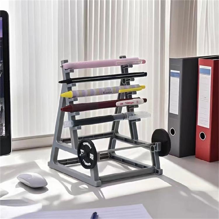 Barbell Themed Pen Display Stand Paint Brush Holder Desk Pen Organizers Rack for Office Desktop Storage and Organization