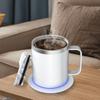 Intelligent Self-Heating Coffee Mug with Lid Double Layer Auto Heat Coffee Mug USB Powered Stainless Steel Thermal Coffee Mug