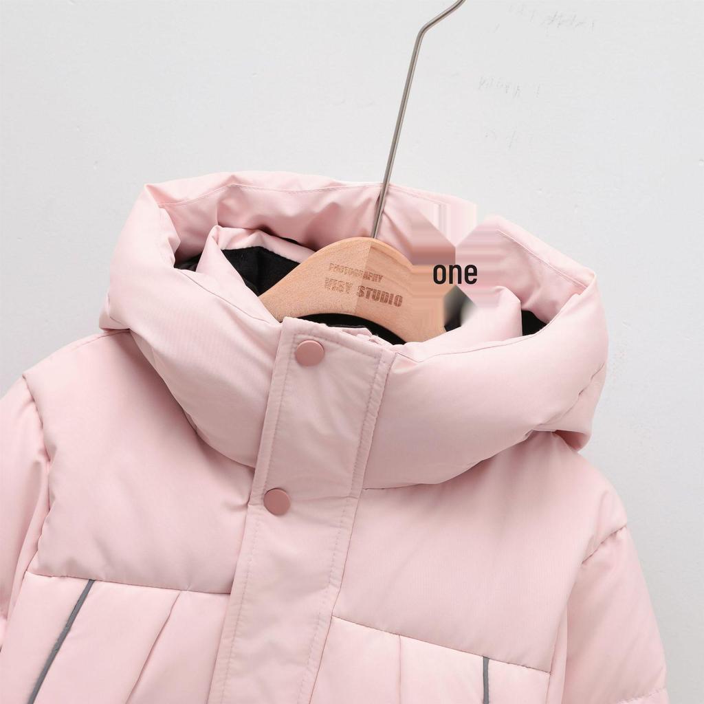 2025 Kids' Fashionable Mid-Length Hooded Down Jacket - Thickened White Duck Down for Girls