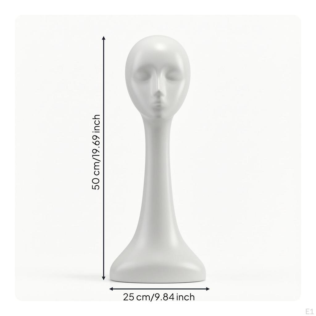 Mannequin Head Glossy Display Minimalist Hairpiece Stand for Retailers, Milliners, Retail