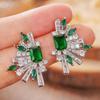 Baroque court retro stud earrings, imitation emerald fireworks earrings, luxury dress design accessories