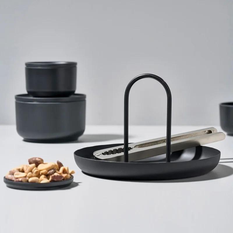 Nordic Storage Tray Round Jewelry Diaplay Trays Living Room Table Meal Snack Tray Makeup Storage Plate with Handle Home Decor