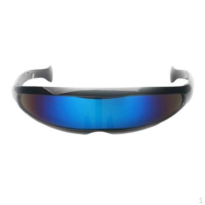 Futuristic Narrow Cyclops Color Mirrored Lens Visor Sunglasses