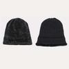 WTEMPO Solid Color Thick Fleece Hats for Men Winter Woolen Hats Soft Stretchy Cold-proof Windproof Knitted Hats for Dad