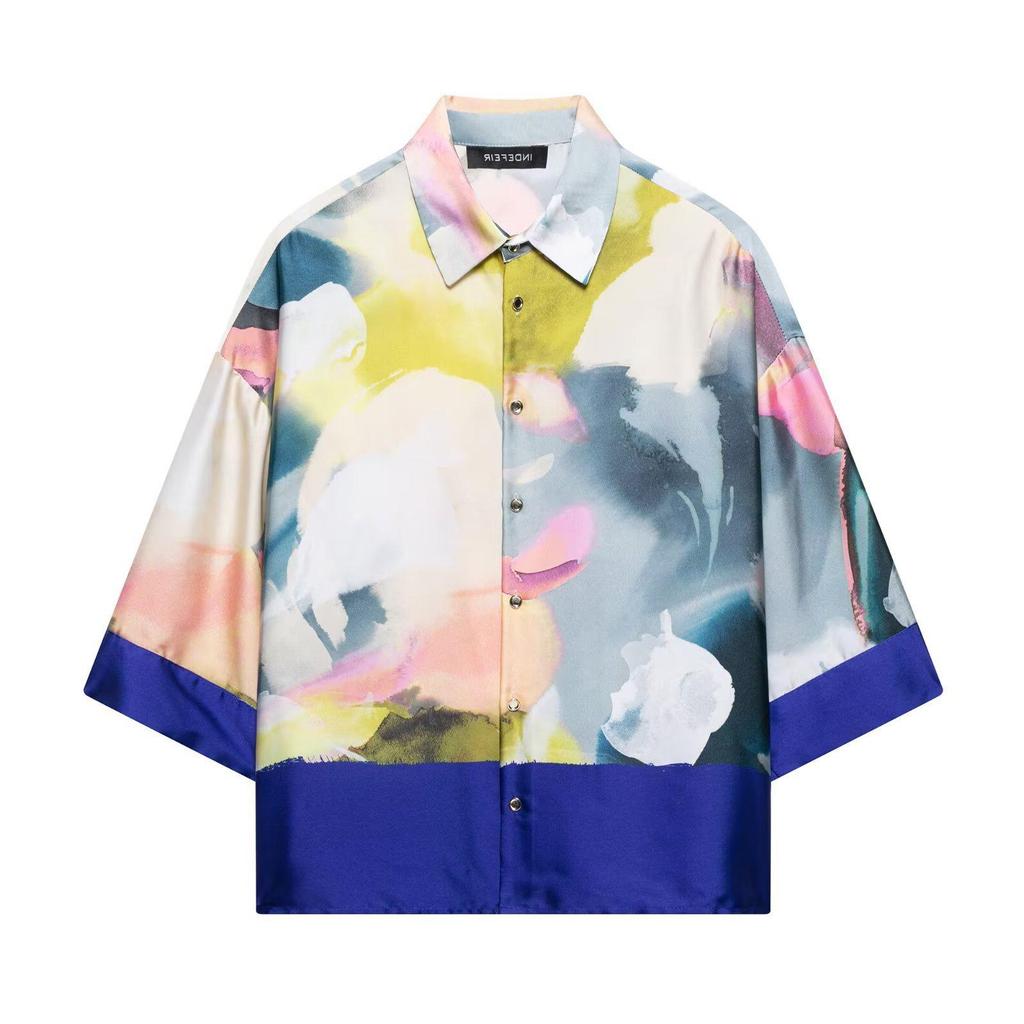 TAOP&ZA Women's Elegantly Designed Floral Print Short Sleeve Shirt