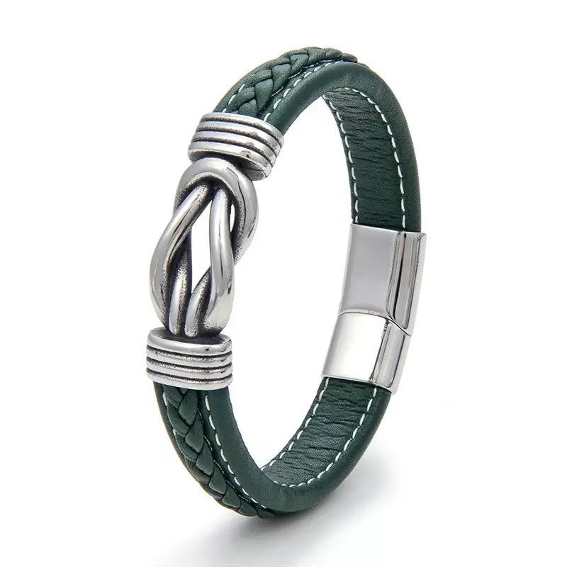Jewelry Simple Two-color Leather Men's Bracelet Stainless Steel Magnet Buckle Trend Bracelet Creative Accessories