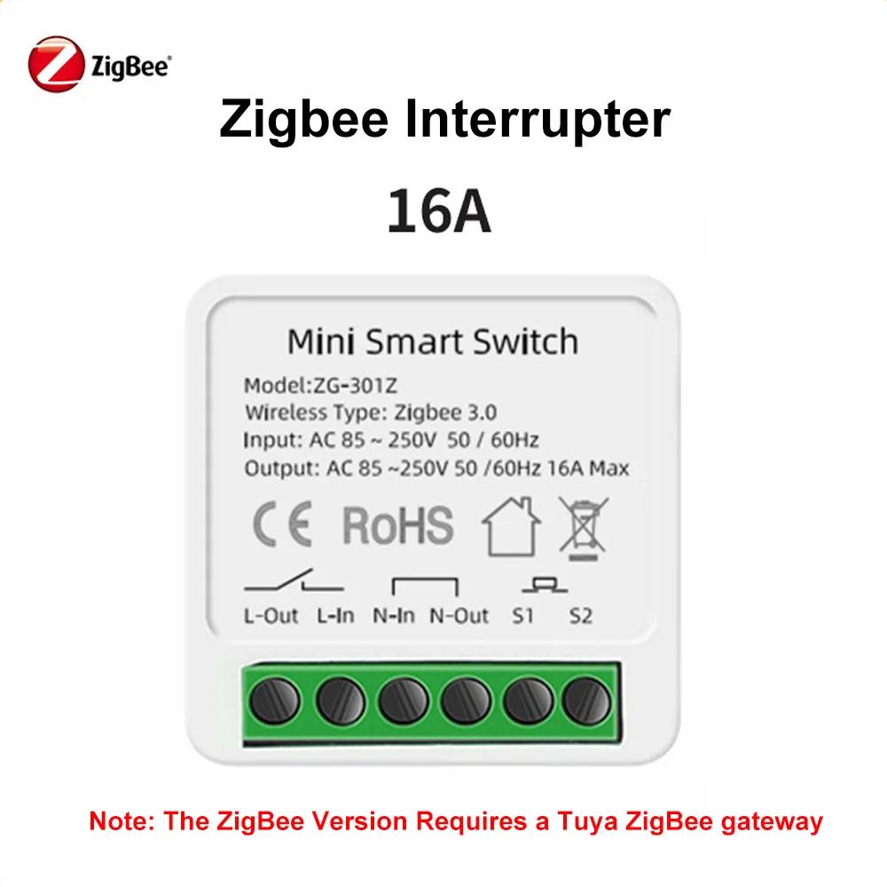 Tuya ZigBee WiFi Breaker Smart Switch 2Way Breaker Relay Module 220V 110V 16A Smart Life APP Voice Control For Alex Google Home