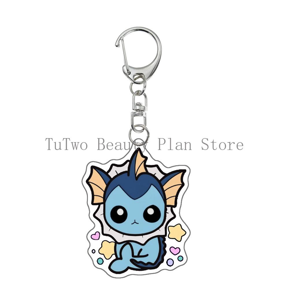 Kawaii Cute Figure Anime Acrylic Keychain Flareon Glaceon Umbreon Eevee Espeon Glaceon Cartoon Pendant Keyring Jewelry Gift Toys
