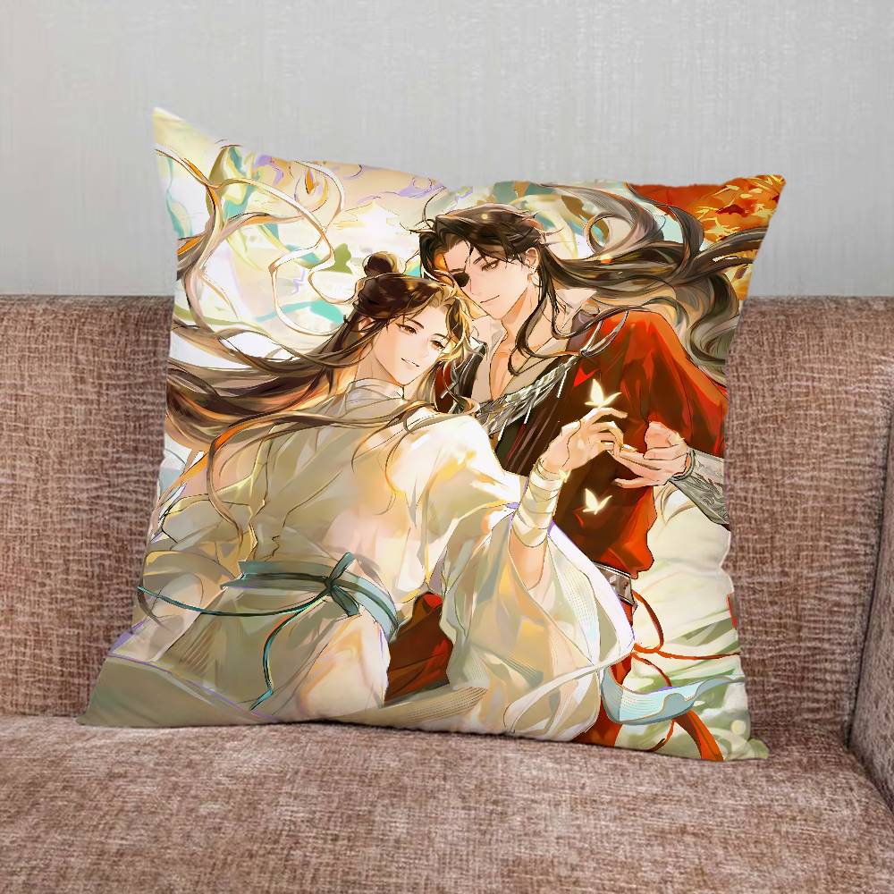 HHeaven Cartoon Officials Blessing Pillow Case For Home Bedroom Car Office Decoration Living Room Sofa Cushion Cover Suitable