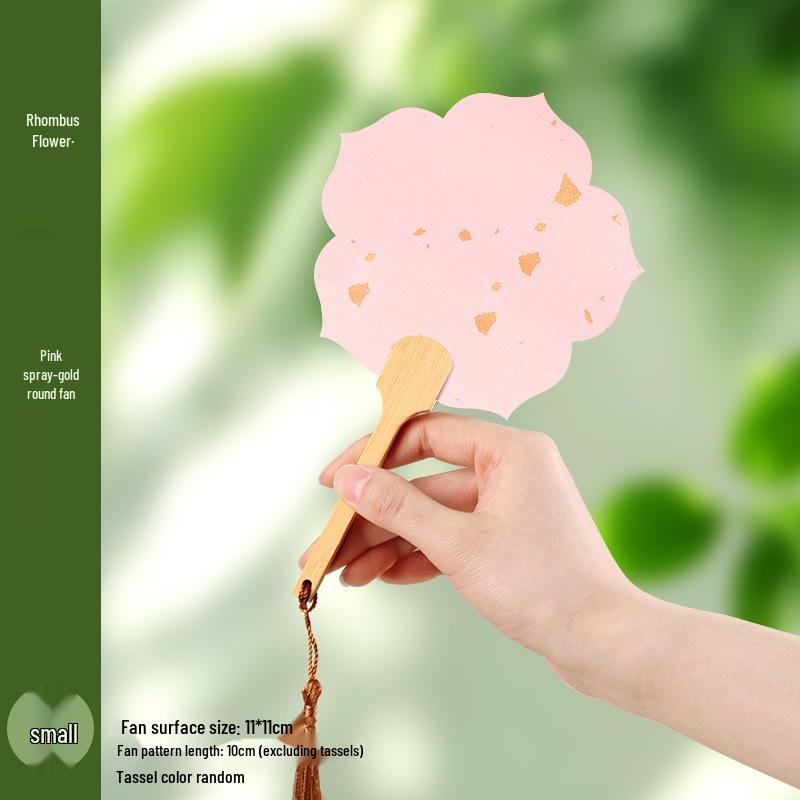Mini Runder Doppelseitiger Blanko Papierfächer für Handbemalte Aquarell Kalligraphie – Antiker Stil Kinder Personalisierbarer Fächer