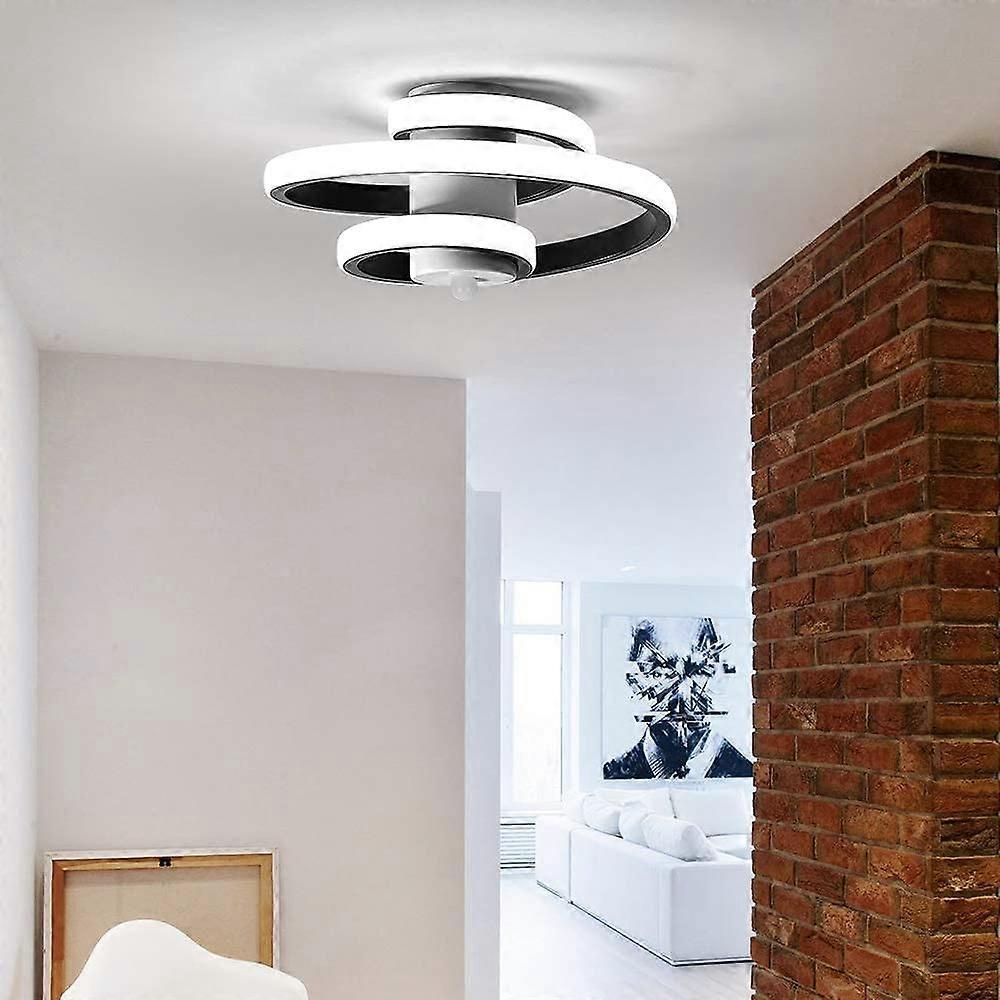 LED Ceiling Light 24W Modern Spiral Design LED Ceiling Lamp Black Metal Ceiling Lighting Fixture