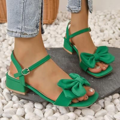 Large Solid Color Open-toe Sandals Women Summer New One-line Buckle Fashion Temperament Bow Knot Comfortable Women Shoes