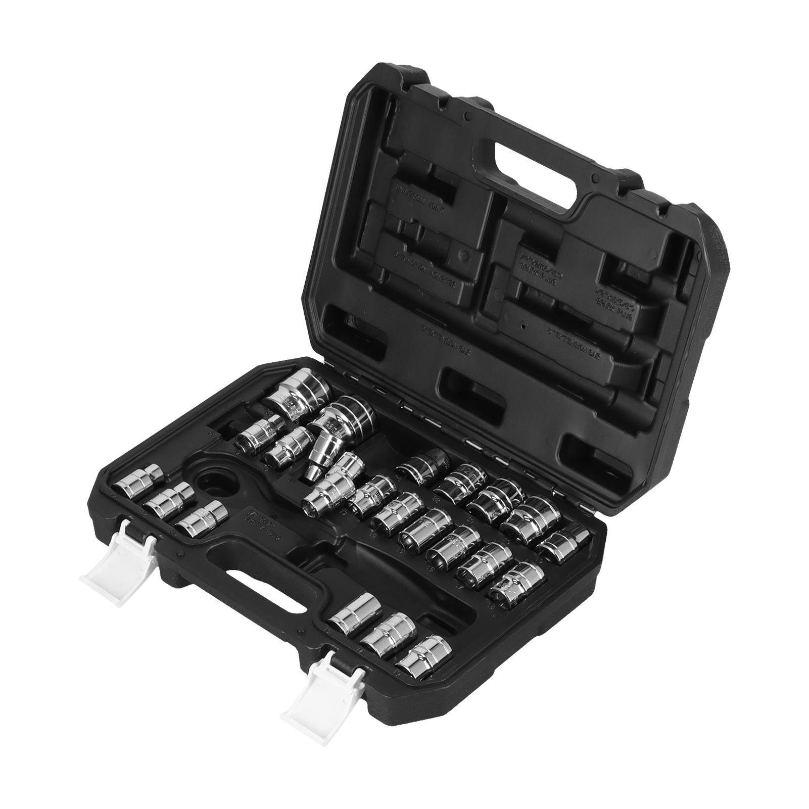 Набор торцевых головок с трещоткой 33 шт. Высокопрочный Устойчивый к коррозии Набор инструментов с корпусом для торцевых головок для автомобиля