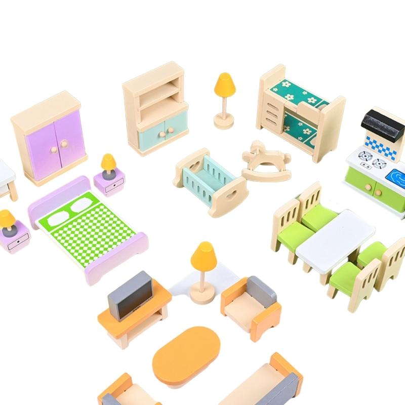 

Dollhouse Miniature Wooden Dining Table Chair Set Dollhouse Kitchen Furniture Toy Miniature Furniture Set Birthday Gift 1