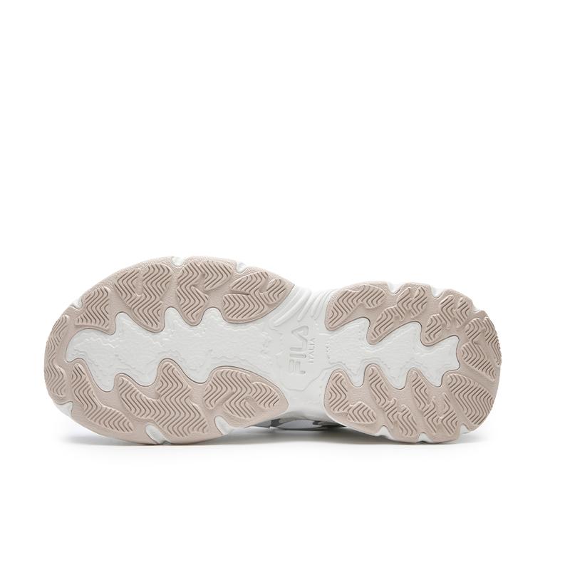 FILA FERN Cushioning Abrasion Resistant Breathable Lightweight Low top Chunky Sneakers Women's White/Mushroom Gray F12W622112FBO