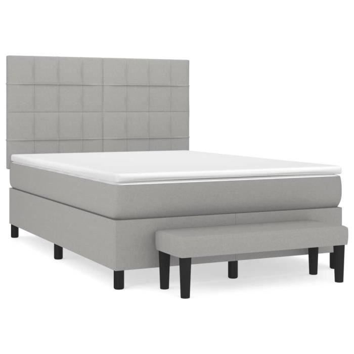 3136597 vidaXL Divan Bed with Mattress Light Grey 140x200cm Fabric