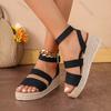 Fashion Summer Sandals for Women Wedge High Heels Female Black Fish Mouth Thick Bottom Casual Women's Shoes Bucke Sandalias De Mujer