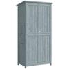 Garden Cabinet Wood Weatherproof Tool Shed with Double Door Magnetic Closure for Garden Terrace 85 X 54 X 170 Cm Gray